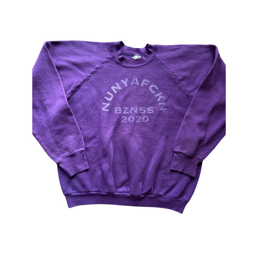 Vintage Nunya Fckn Bznss Branded USA Made FOTL Faded Purple XL Raglan Crewneck